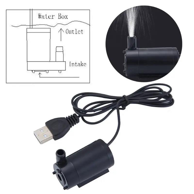Микро погружной водяной насос аквариум с питанием от Usb DC 5V 2-3L/мин зарядное