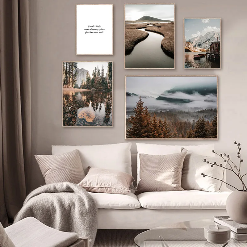 Настенная картина с изображением природы и гор настенное украшение в