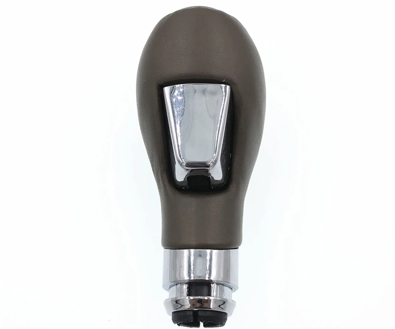 Коричневая Хромированная ручка переключения передач из искусственной кожи для