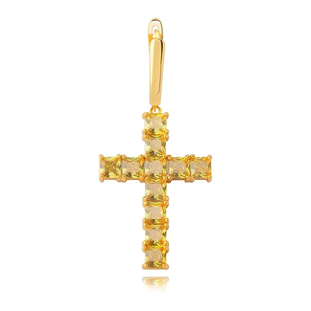 GOLD GUCY Iced циркон крест АНХ Серьги Золото Серебро Цвет Микро с инкрустацией aaa Bling CZ камень серьги для мужчин женщин хип хоп ювелирные изделия - Окраска металла: GOLD