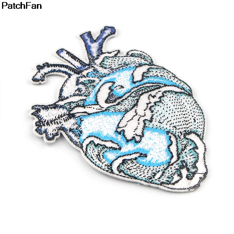 Patchfan сердце форма орган большая волна Kanagawa аппликация нашивки наклейки Швейные