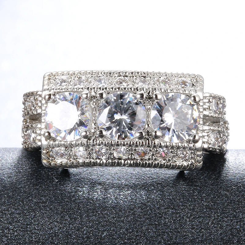 Женское кольцо с топазом Vinregem свадебное из стерлингового серебра 925 пробы белым