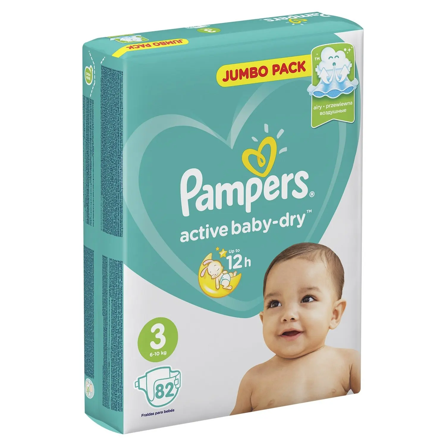 Подгузники Pampers Active Baby-Dry 6–10 кг размер 3 82 шт | Мать и ребенок