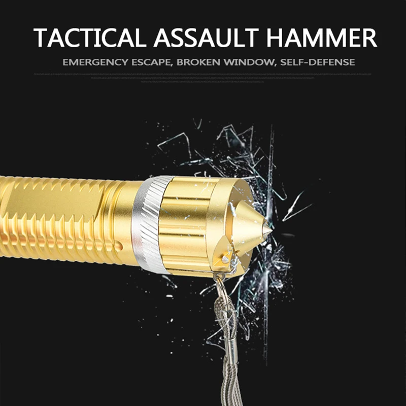 

ZHIYU New 18650 T6 LED Flashlight Gold Color Emergency Fixed Focus Tactical Flash Lights DC Rechargeable Lantern 5 Modes Torch