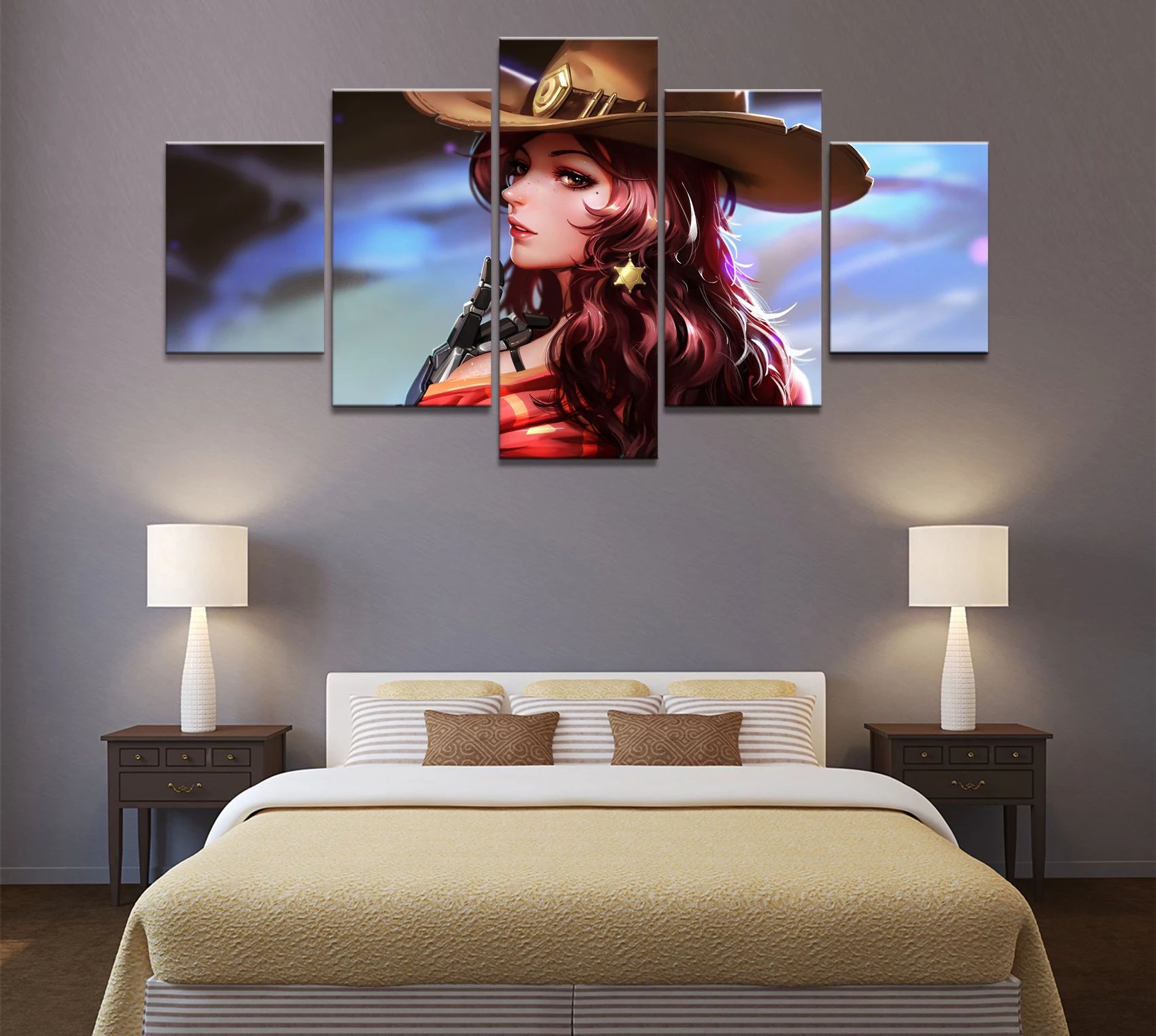 Постер для домашнего декора картины холст 5 шт. модульная Женская картина Mccree