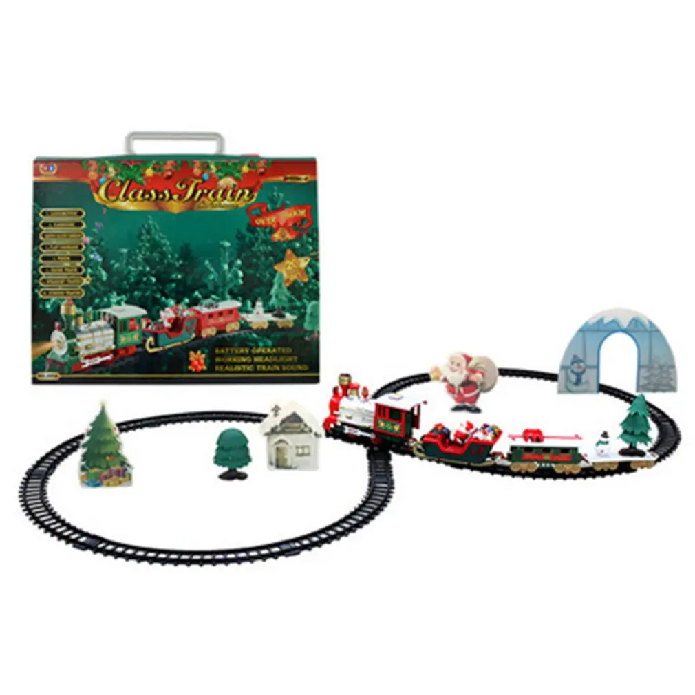 

Рождественский электрический вагон игрушечный Паровозик-Конструктор Детская игрушечная Беговая железная дорога набор железнодорожных по...