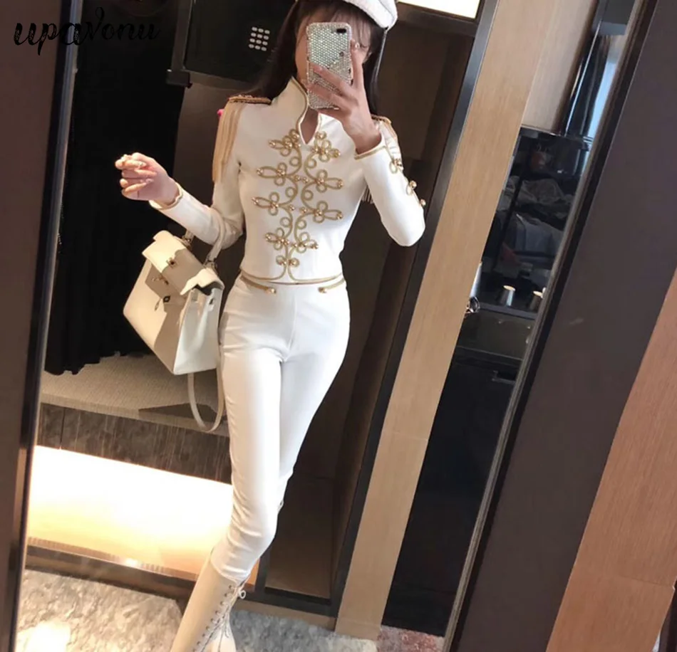 Новинка 2019 осенне зимний женский клубный бандажный костюм черная и белая рубашка