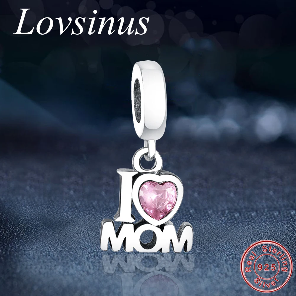 Подходят для береклей европейские Оригинальные 925 Серебряные буквы LOVE MOM