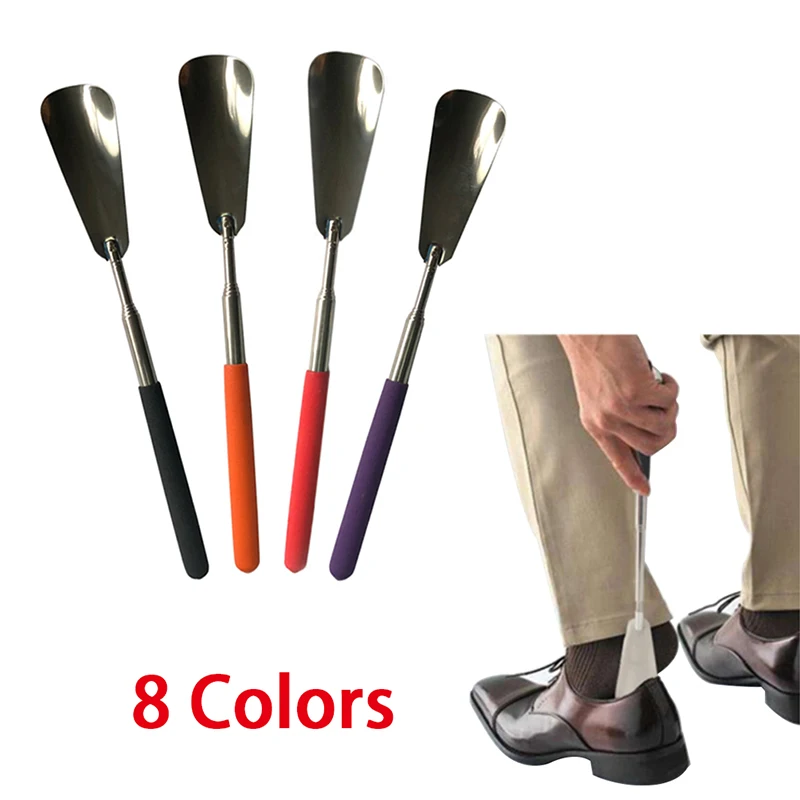 Telescopic Steel Long Handle Professional Shoe Horn Flexible Long Handle Shoehorn Useful Shoe Lifter Shoe Spoon