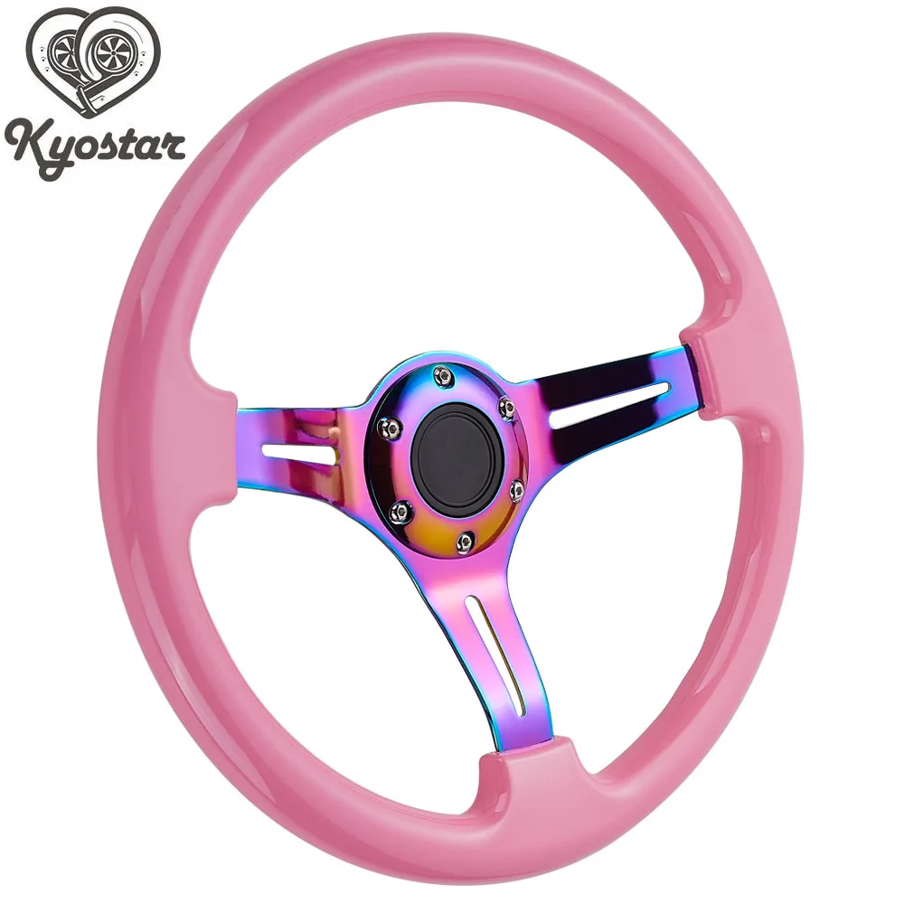 Новый Универсальный гоночный руль 14 дюймов классический АБС-пластик розовый
