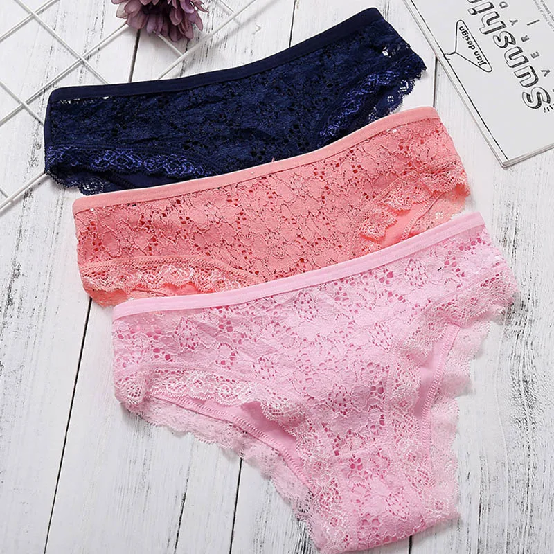 Женское нижнее белье хлопковые кружевные трусы женские Однотонные с низкой