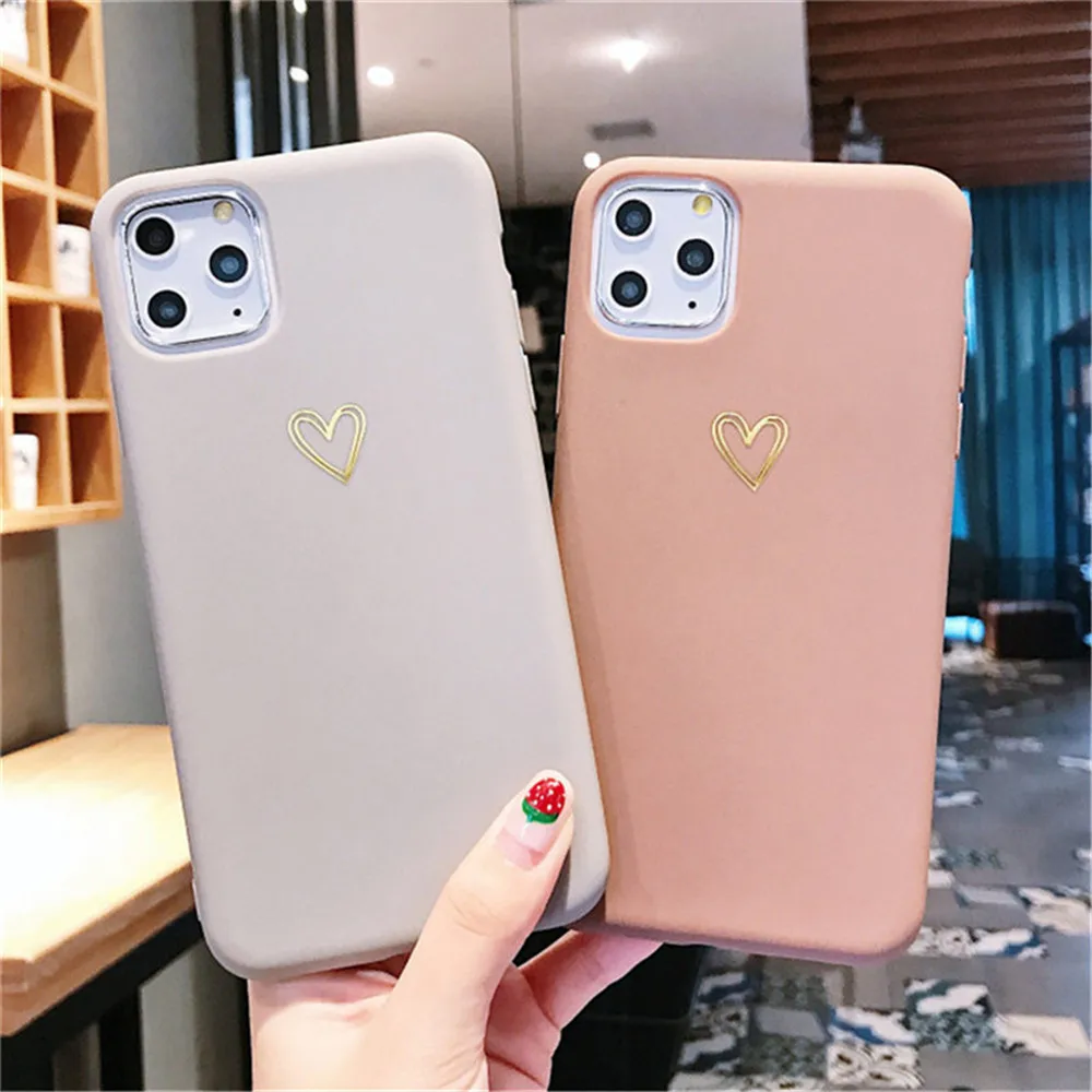 Чехол Lovebay Gold Line Love Heart для iPhone 6, 6 S, 7, 8 Plus, 11 Pro, X, XR, XS Max, простой мягкий чехол для телефона, TPU, задняя крышка