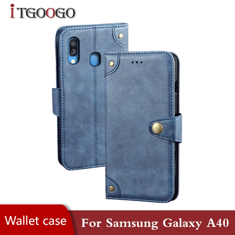 Кожаный чехол-книжка с откидной крышкой для samsung Galaxy A40 противоударный чехол на