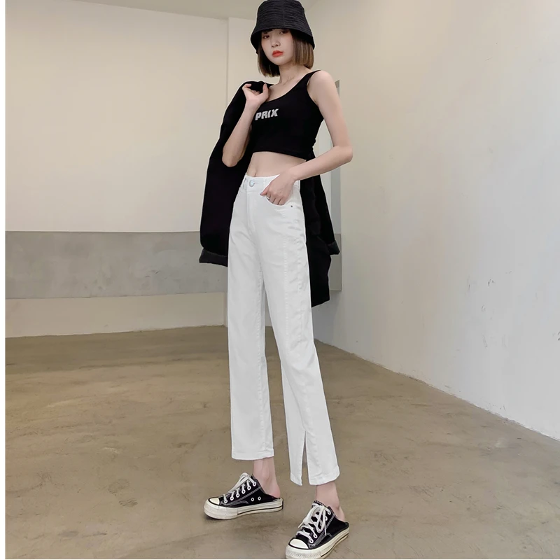 

GUUZYUVIZ Flare Split Jeans Woman Ankle-Length Stretch Denim Pants High Waist Casual Korean Jean Taille Haute Femme