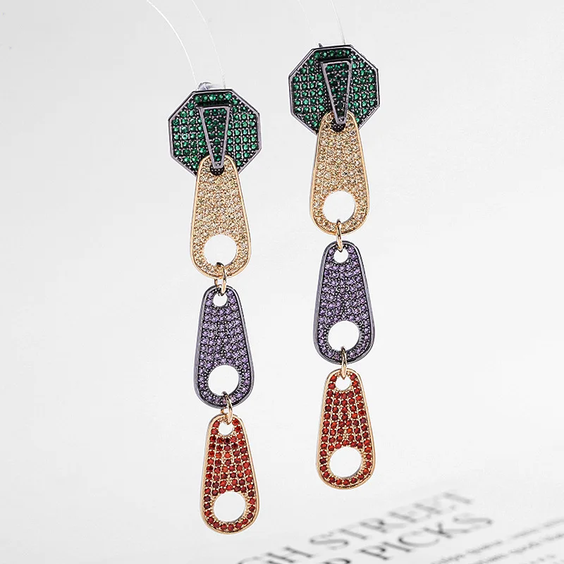 

Micro Pave Cubic Zirconia Long Dangle Earrings for Women 2023 New Trend Summer Earings Luxury Brand Earring Jewelry