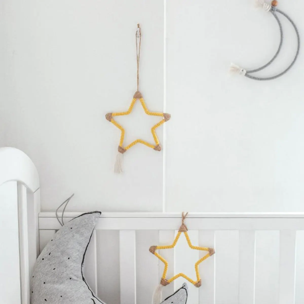 Настенный тканый венок в скандинавском стиле со звездами и кисточкой украшение