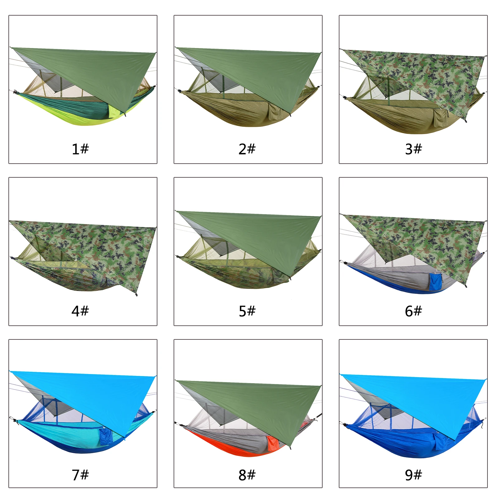 

Outdoor Hiking Camping Mosquito Repellent Net Hammock With Waterproof Sunshade Canopy Travel Hiking Beach Tent