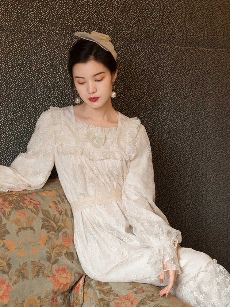 

Fairy Dress New French Style Retro Square Collar Lace White Dress 2021 Summer Sweet Elegance Mori Style Slim Dresses for Girls