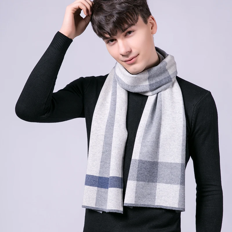 Зима 100% натуральная шерсть мужской шарф плед обертывания Роскошные пашмины