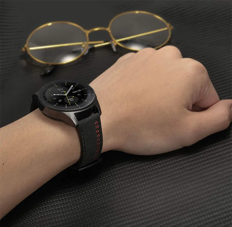 Ремешок из натуральной кожи для samsung galaxy watch 46 мм S3 Frontier/классический ремешок huami Amazfit huawei 2 классические часы gt браслет