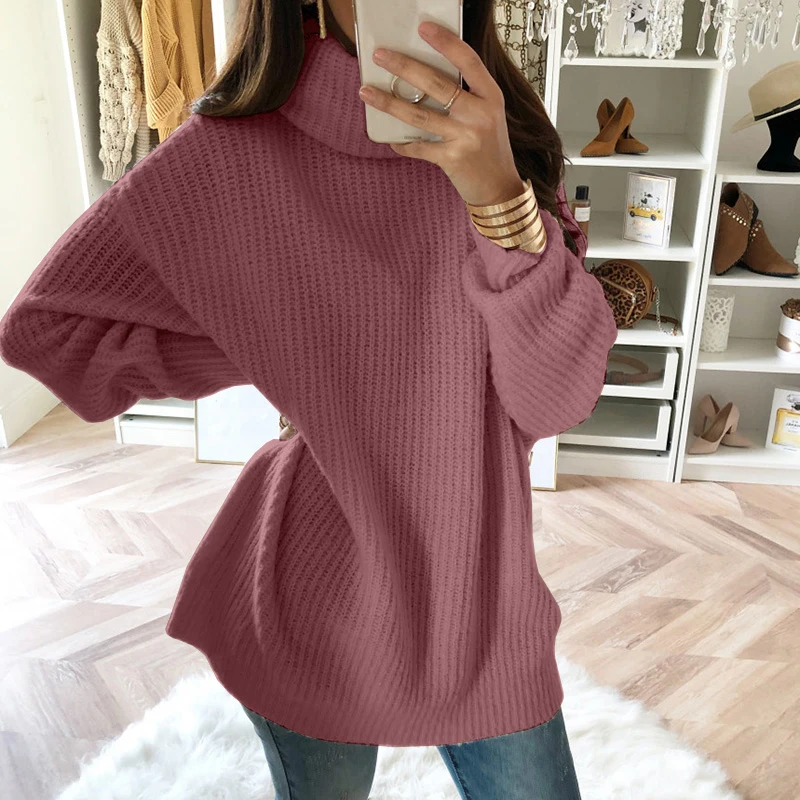 

Warm Fall Winter Sweaters Women High Neck Stripe Knitted Sweater Ladies Plus Size S-3XL Pullover Tops Fashion Sweater Female