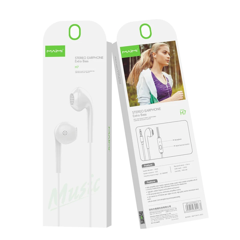 Sport In-Earphone Wired Super Bass 3.5mm Crack Running Mic Mircophone Earbud Micro Headphone Hands Free for iPhone Android | Электроника