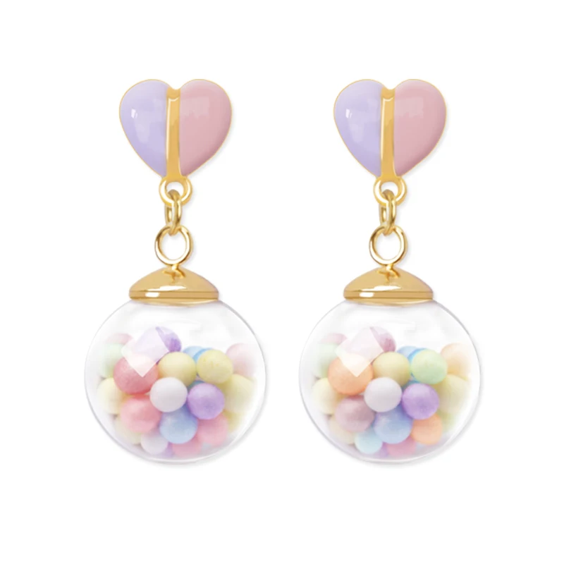 

925 Sterling Silver Wedding Earrings Luxury Female Maiden lovely Heart-shaped Pink Bubble Earring Classic Simple Party Gifts