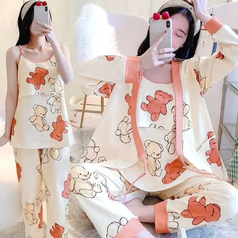 

Delivery service spring and autumn cotton postpartum nursing three piece set pregnant women pajamas autumn and winter postpartum