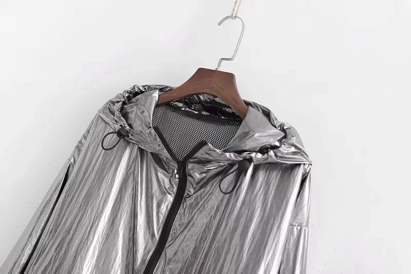 Модная металлическая Панк Серебряная куртка-бомбер с капюшоном кардиган-пончо и куртки женские свободные куртки на молнии куртка ривердейла