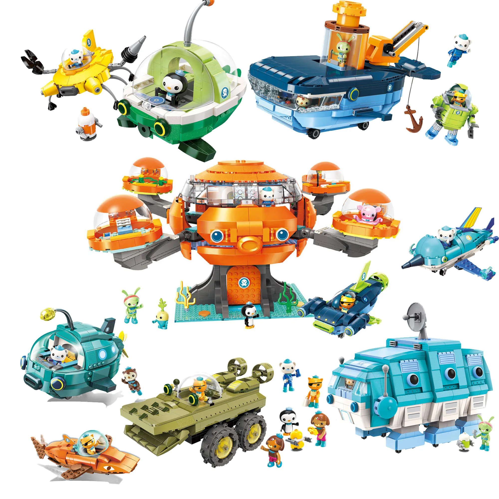 

Octonauts строительный блок Octopus od Gup подводная лодка Oct-pod с Gup-c Gup-e Gup-d Gup-k Gup-i набор кирпичей для детей подарок