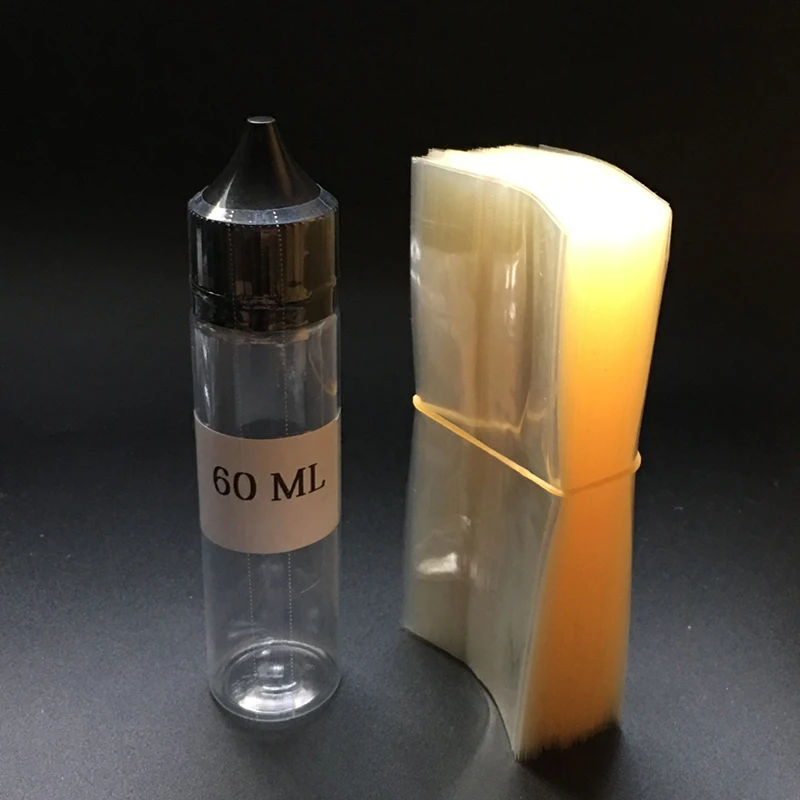 200pcs Clear PVC Heat Shrink Wrap Film for 60ml Plastic pen shape Bottle Seal |