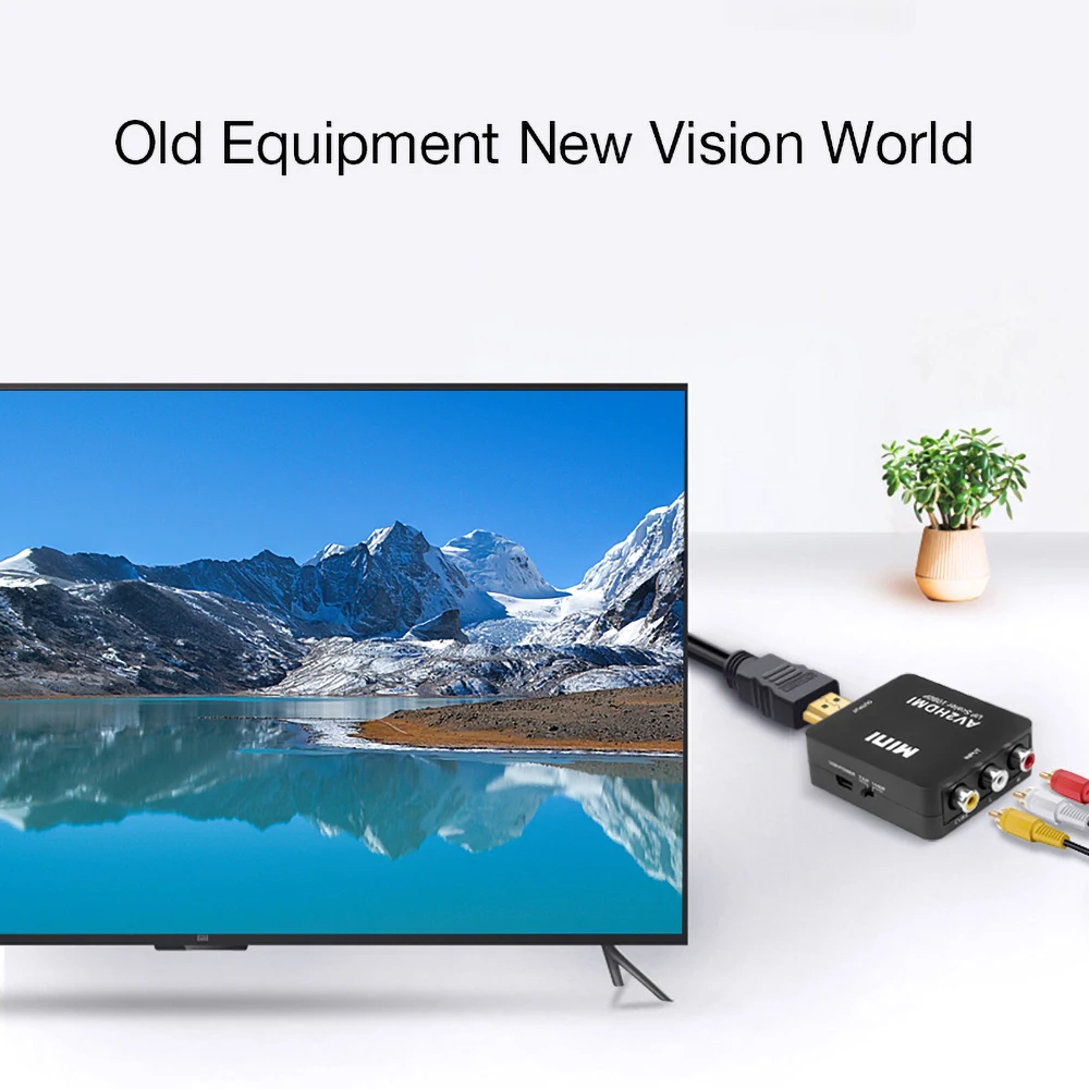 Kebidu RCA AV к HDMI-совместимый преобразователь высокого качества HD 1080P AV2 адаптер для ТВ