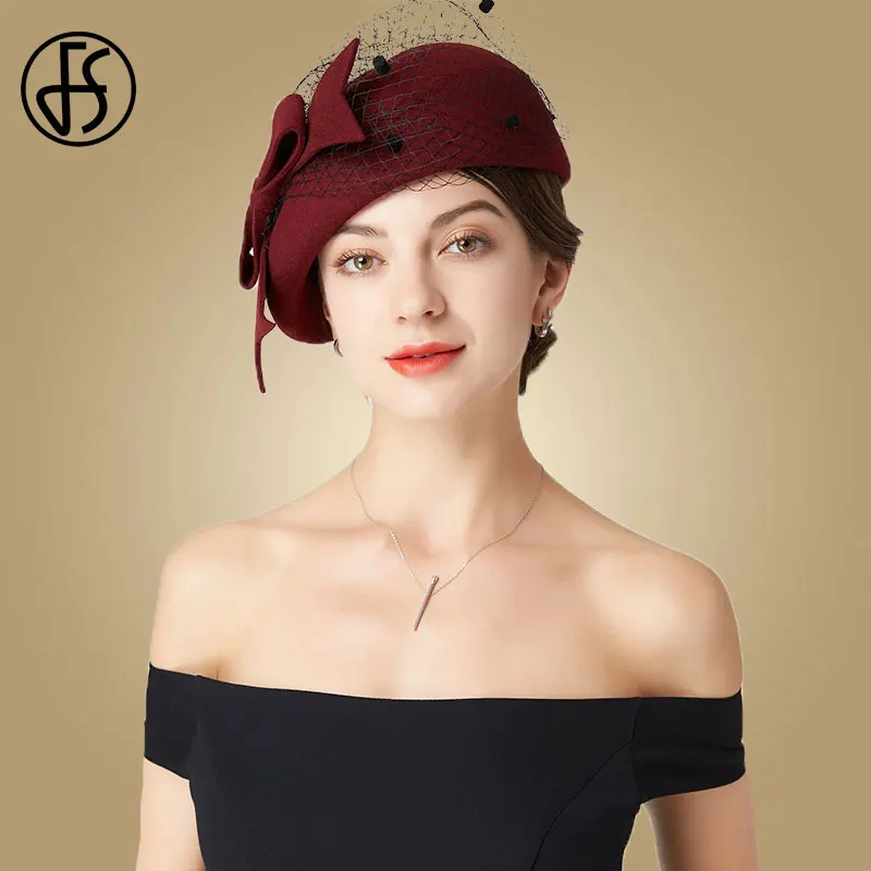 Женская фетровая шляпка Таблетка FS для церкви и торжественных случаев черная на