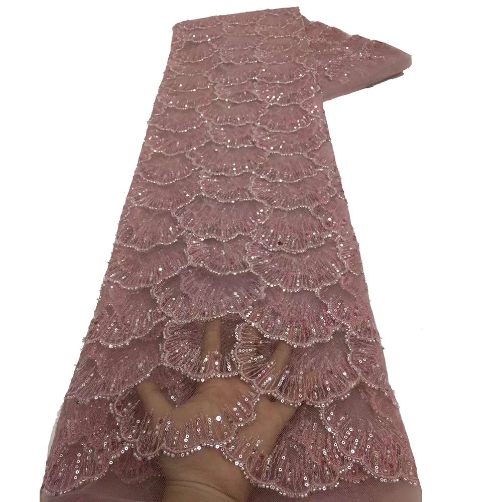 

Beautiful Colorful Sequins Embroidery Lace Fabric For Women Dress High Quality French Sequins Net Lace Fabric