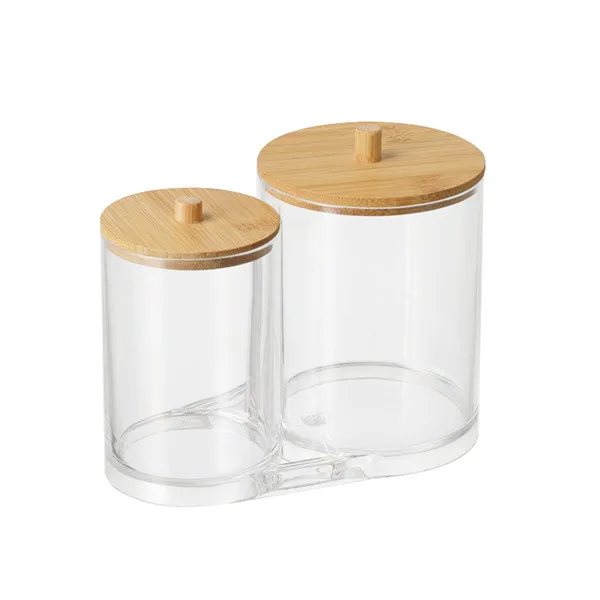Makeup Organizer Box MSJO органайзер для макияжа, коробка для хранения косметики, ватные диски, тампон, Бамбуковая Крышка для женщин, для дома, ванной комнаты, органайзер, коробки для макияжа, корзина - Цвет: Makeup Organizer Box