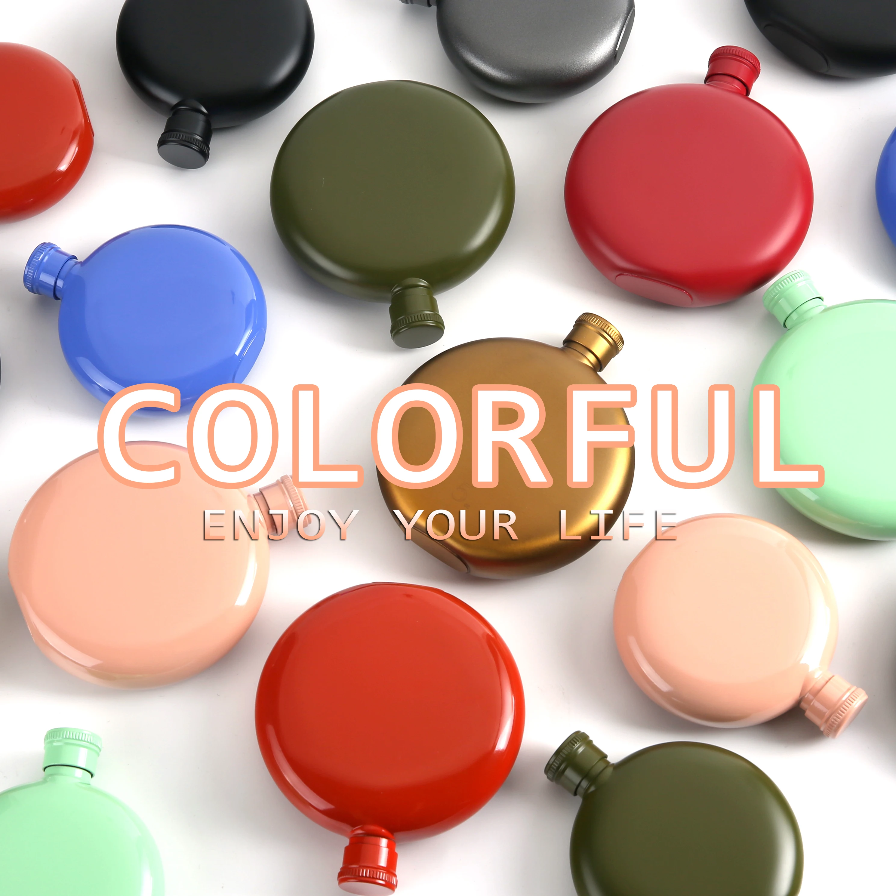 Плоская фляжка для виски карманная 3 унции из нержавеющей стали 304 карамельных