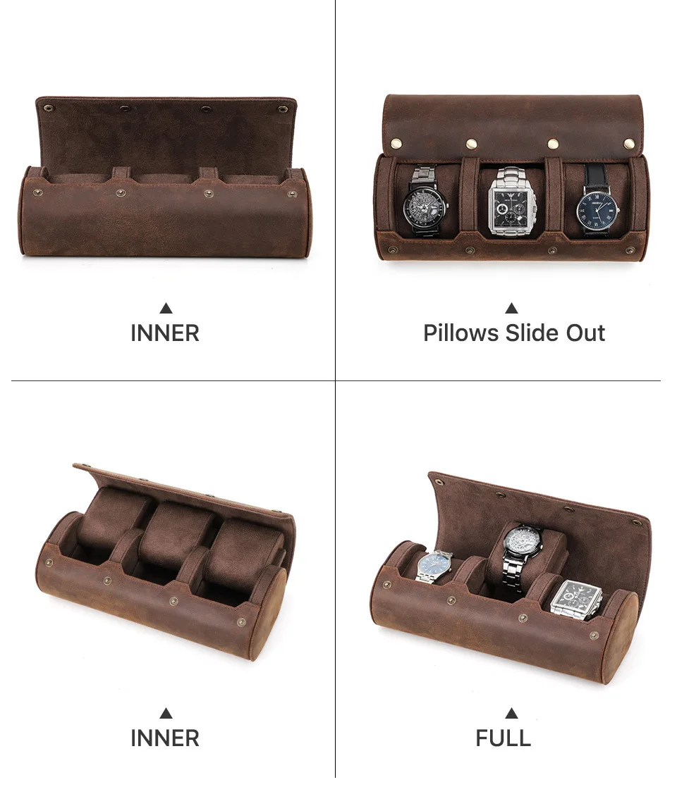 Чехол для часов из натуральной кожи с 3 слотами | Наручные часы