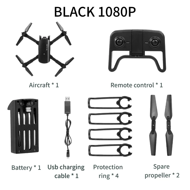 1080P Black 1808 Wifi FPV RC Дрон с 4K HD Двойная камера Вертолет Оптический поток Квадрокоптер Профессиональный селфи Дрон Vs SG106 Visuo XS816 - Цвет: 1080P Black