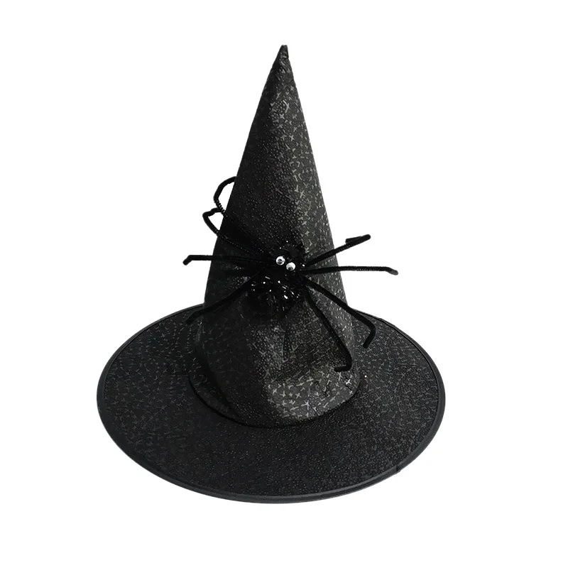 Non-Woven Witch Hat With Artificial Spider Masquerade Costume Performance Cosplay Cap Halloween Party For Kids And Adults |