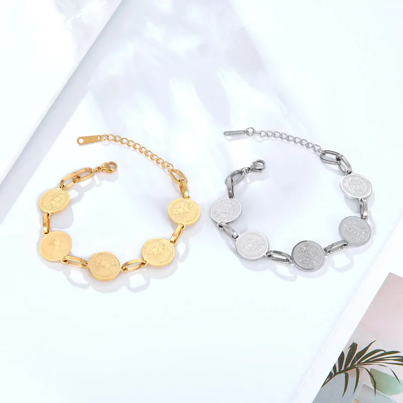 Женский классический браслет с портретом из нержавеющей стали 5 кругами