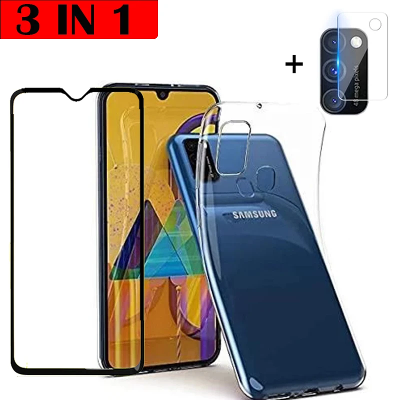 Ультратонкое защитное стекло 3 в 1 из ТПУ + объектив закаленное для Samsung Galaxy M30s