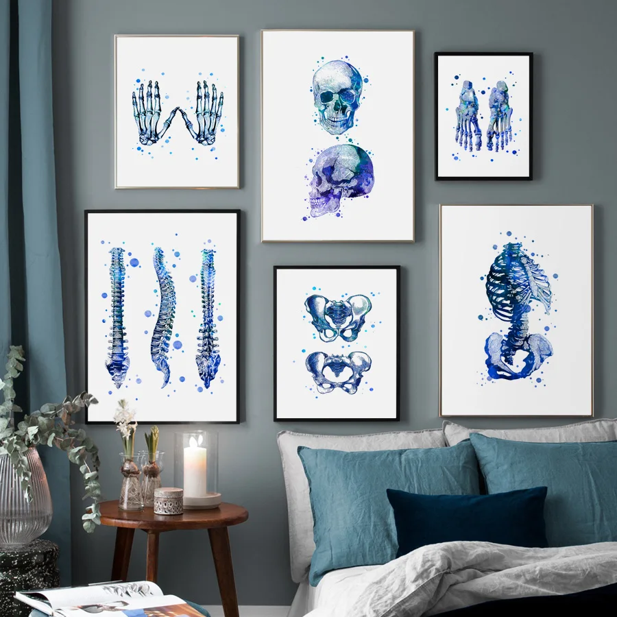 

Human Anatomy Artwork Medical Skeleton Wall Art Canvas Painting Nordic Vintage Posters And Prints Decor Picture for living room