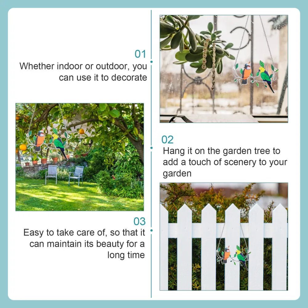 

Birds Stained Glass Suncatcher Window Hanging Ornament Decorative Home Decor