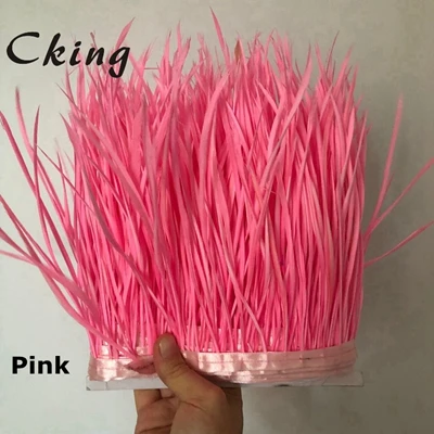 pink Cking 10 ярдов Красный цвет натуральное гусиное перо планки 15-20 см 6-8 дюймов ширина перо для рукоделия кружевные ремни - Цвет: pink