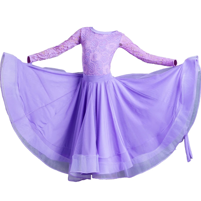 

Girls Latin Dance Clothes For Kids Long Sleeve Lace Tops Dance Skirts Suit Ballroom Dance Competition Dresses Dance Wear