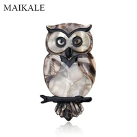 maikale vintage acrylic owl brooch pins bird brooches for women suit shawl acetate resin animal broche kids bag accessories gift