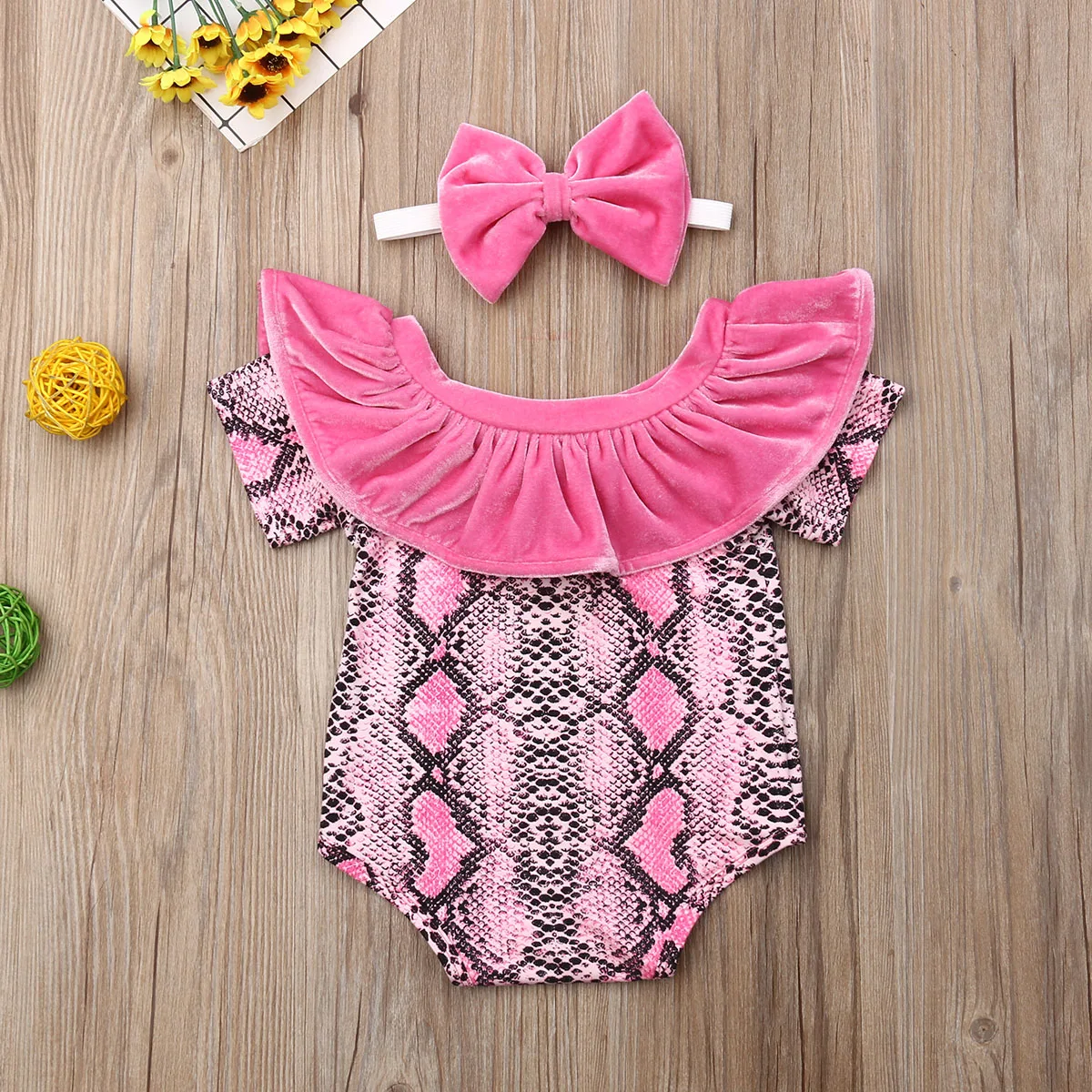 Детская летняя одежда Одежда для новорожденных девочек боди с принтом змеиной