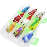 new 9pcsbox big soft frog fishing bait set topwater modified big frog hook bait artificial bait fishing tackle box bait for
