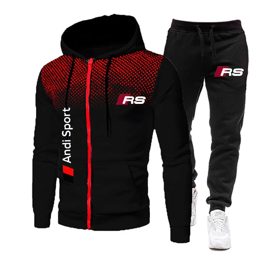 

2021 new spring and autumn men's football uniforms casual sportswear hooded suit zipper jacket + sports pants 2-piece set
