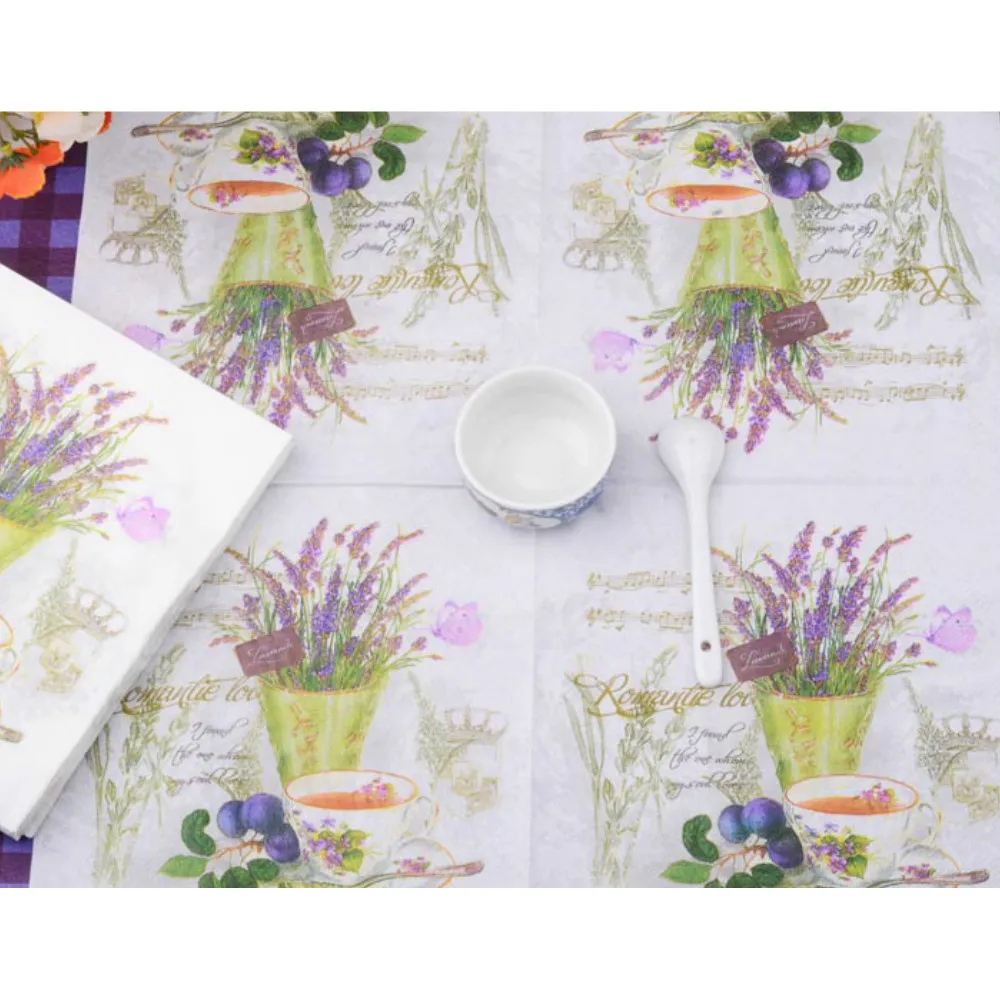 20 шт. фиолетовая Лавандовая ваза для цветов бумажная салфетка винтажные